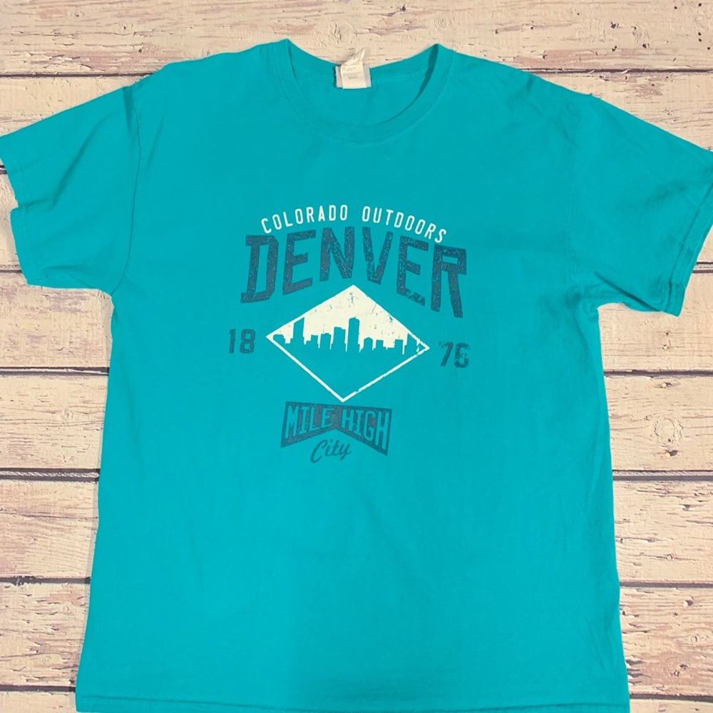 COPY - Vintage Teal Blue Denver Colorado Graphic …